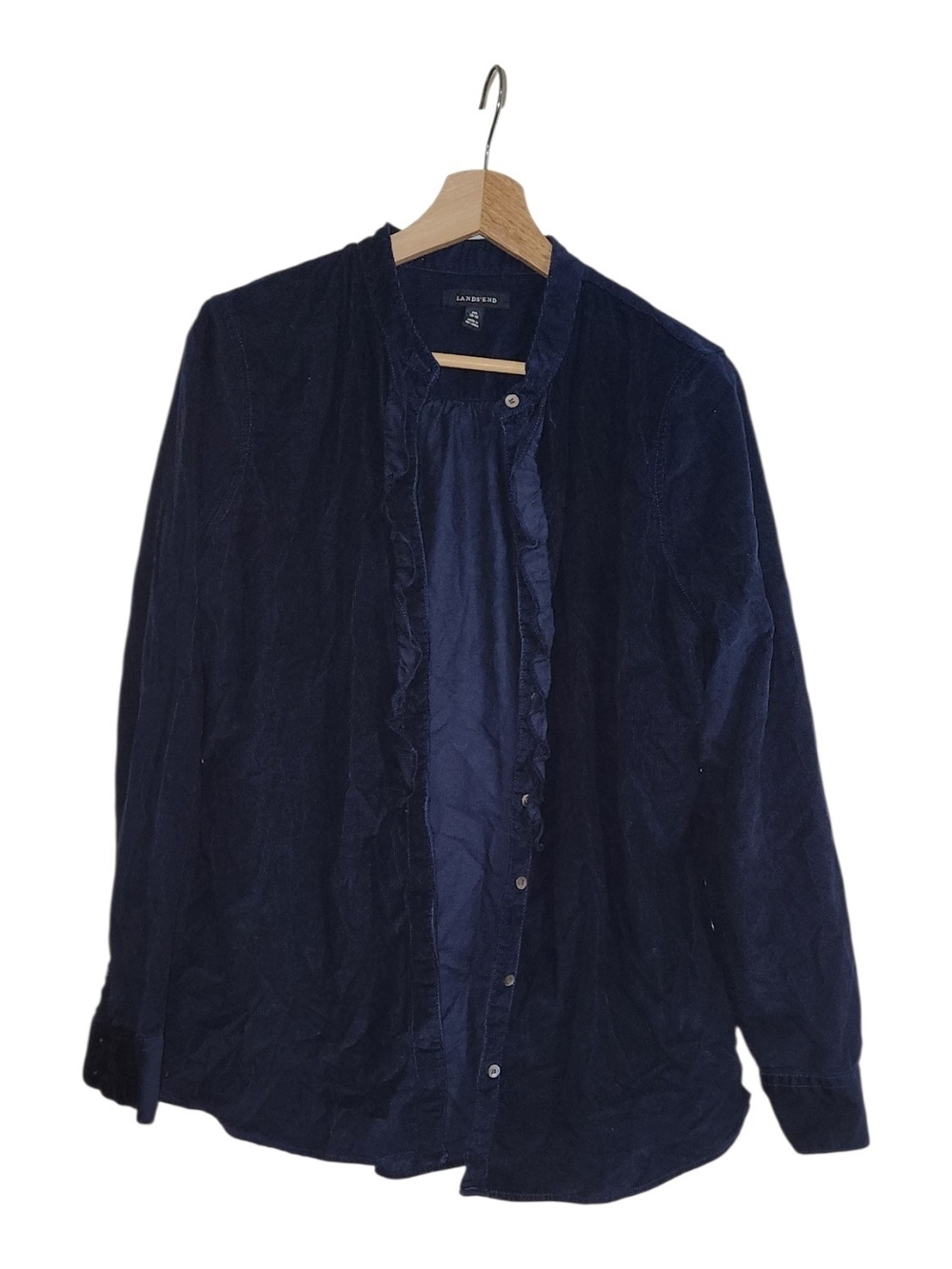 Lands End Navy Blue CorduroyButton Down Shirt Womens Medium